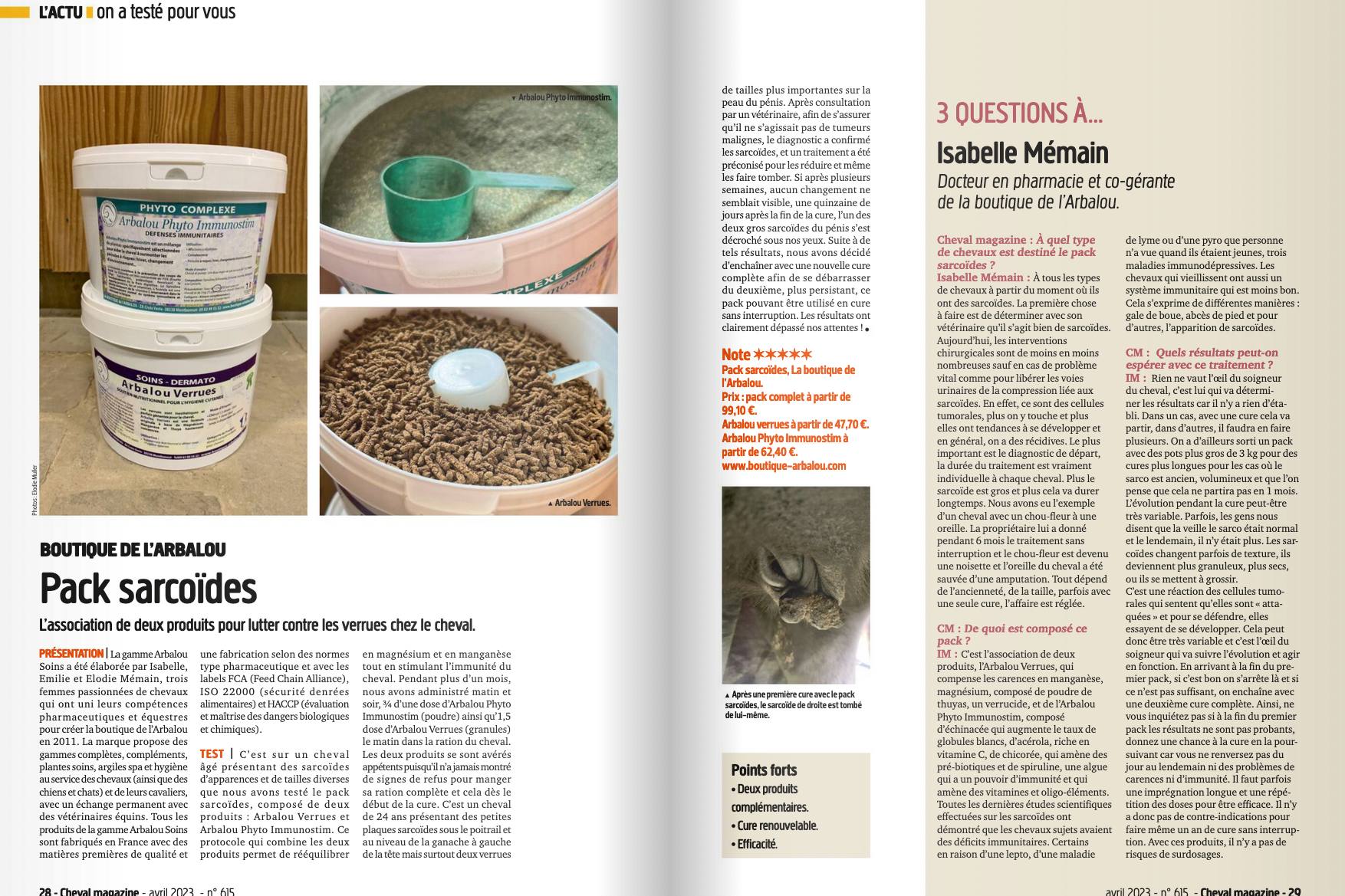 Cheval magazine teste le pack Sarcoide Arbalou Soins
