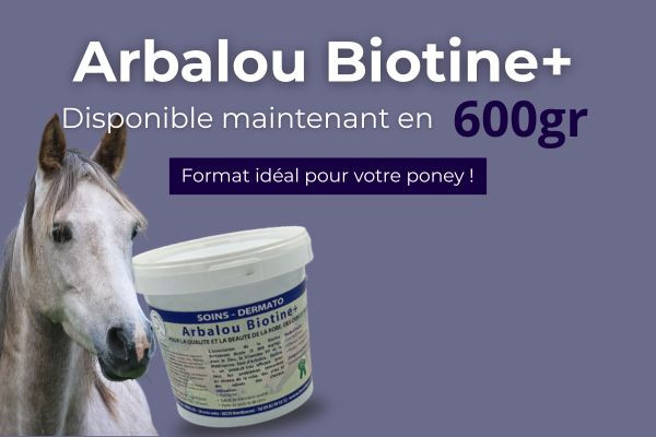 Arbalou Biotine + Cheval : nouveau conditionnement pour les poneys.