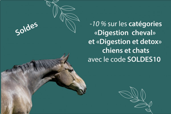 Soldes d’été chez Arbalou Soins : -10 % sur la digestion du cheval, du chien et du chat