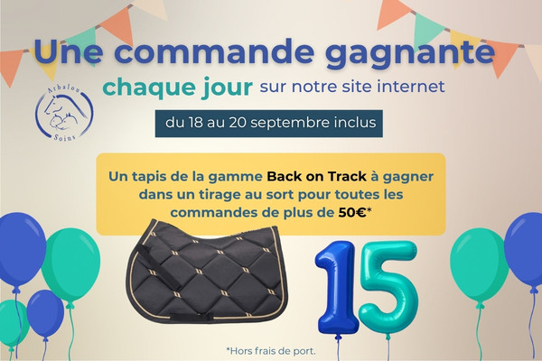 Pour nos 15 ans, faites vos achats en ligne… et tentez de gagner un tapis Back on Track !