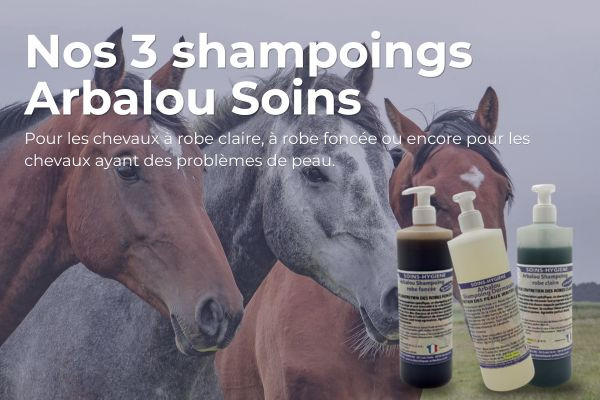 3 shampoings pour chevaux : découvrez la gamme Arbalou Soins en 4 tailles